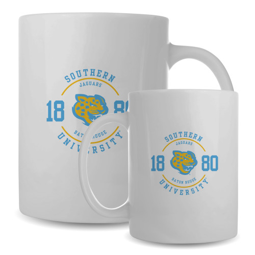  Full Color White Mug 15oz - Southern University w/ Jaguar