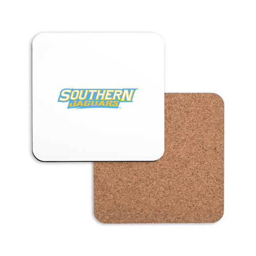  Hardboard Coaster w/Cork Backing - Southern Jaguars Wordmark