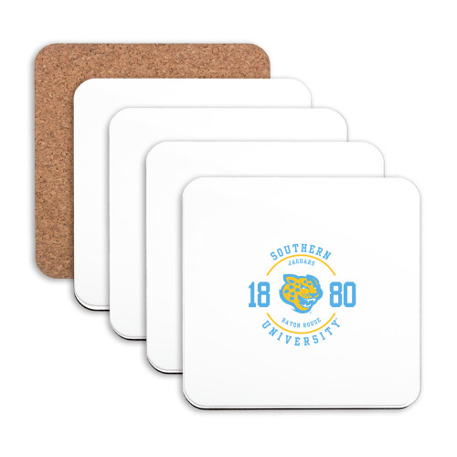  Hardboard Coaster w/Cork Backing 4/set - Southern University w/ Jaguar