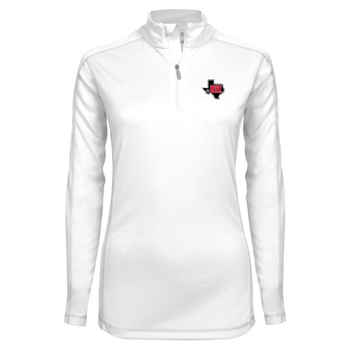  Syntrel Womens White Interlock 1/4 Zip - Primary Mark