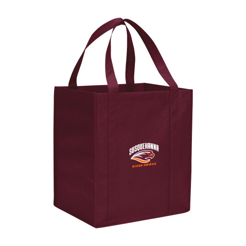  Non Woven Maroon Grocery Tote - Primary Mark