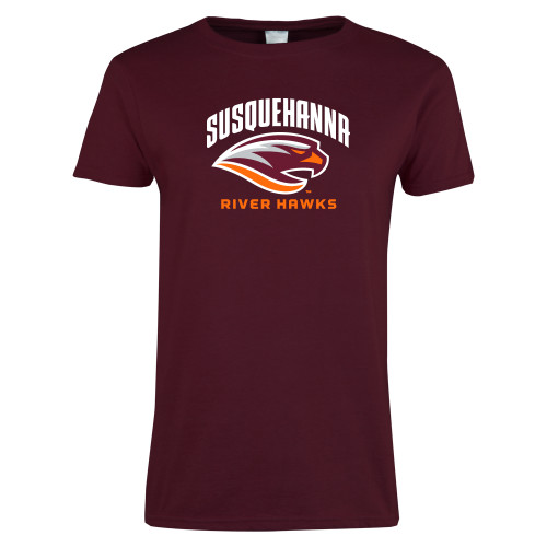  Womens Maroon Short Sleeve Tee - Primary Mark