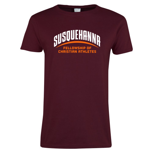  Womens Maroon Short Sleeve Tee - Christian Athletes