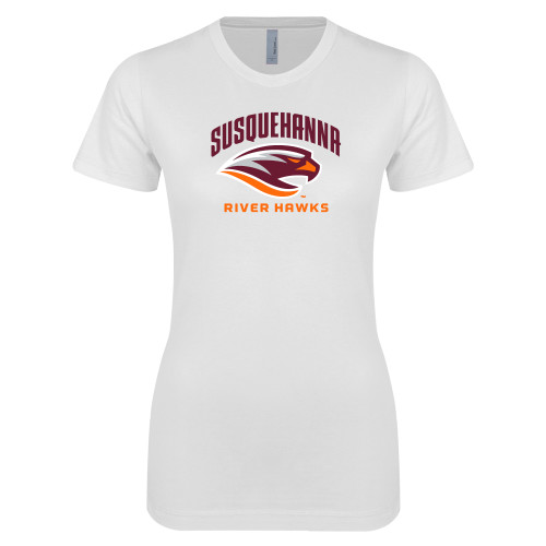  Next Level Womens White Boyfriend Tee - Primary Mark