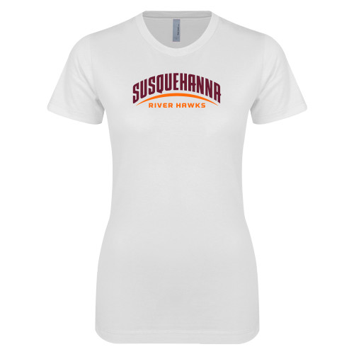  Next Level Womens White Boyfriend Tee - Arched Susquehanna
