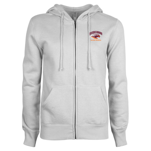  ENZA Womens White Fleece Full Zip Hoodie - Primary Mark