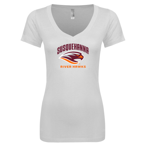  Next Level Womens White Ideal V Tee - Primary Mark