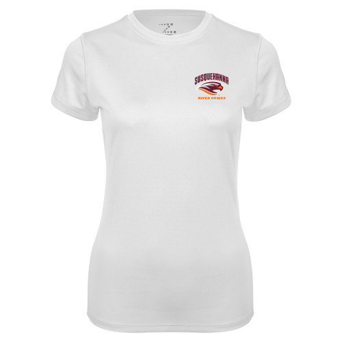  Womens White Performance Tee - Primary Mark