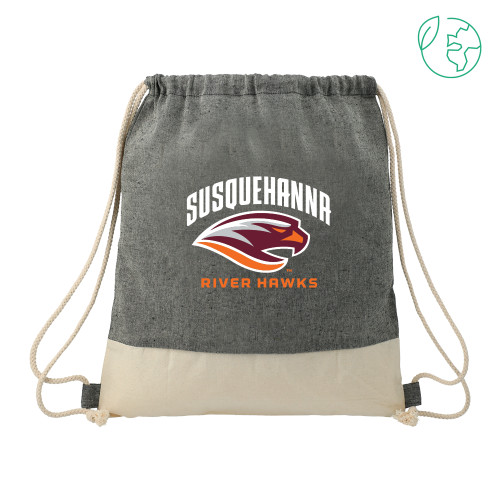  Split Recycled Cotton Natural/Black Drawstring Bag - Primary Mark