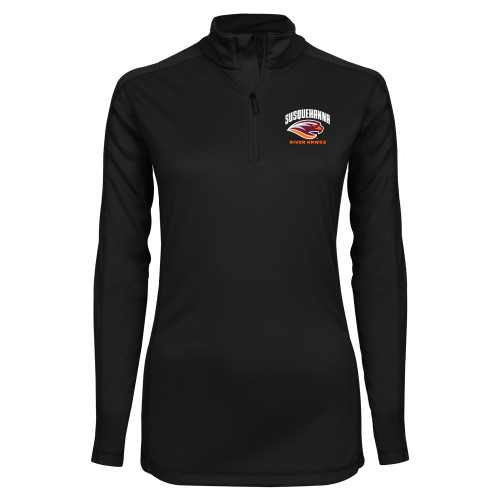  Syntrel Womens Black Interlock 1/4 Zip - Primary Mark