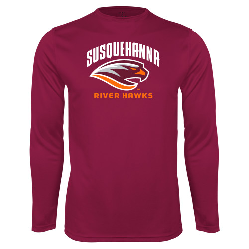  Maroon Performance Long Sleeve Shirt - Primary Mark