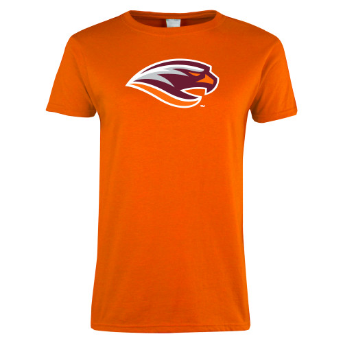  Womens Orange Short Sleeve Tee - River Hawk