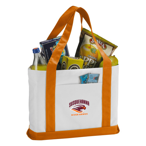  Contender White/Orange Canvas Tote - Primary Mark