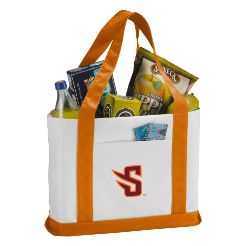  Contender White/Orange Canvas Tote - S