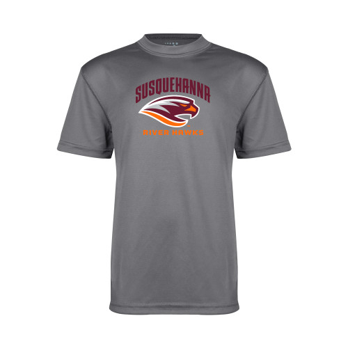  Youth Performance Grey Concrete Tee - Primary Mark