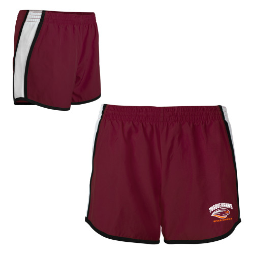  Womens Maroon/White Team Short - Primary Mark