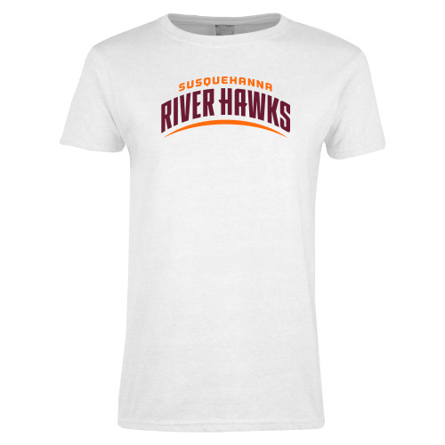  Womens White Short Sleeve Tee - Arched River Hawks