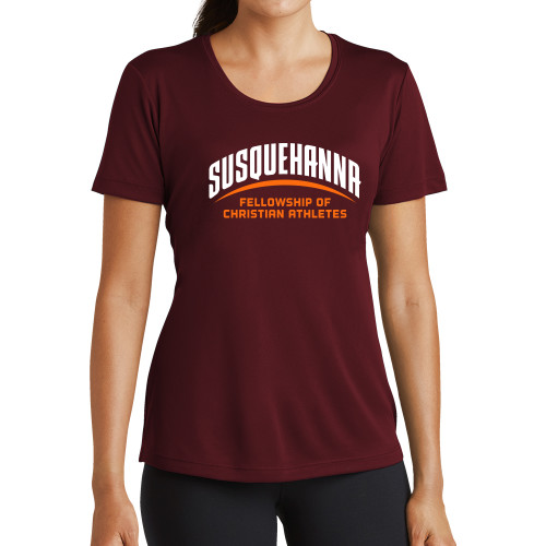  Womens Maroon Performance Short Sleeve Tee - Christian Athletes