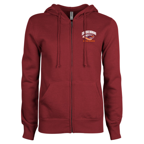  ENZA Womens Maroon Fleece Full Zip Hoodie - Primary Mark