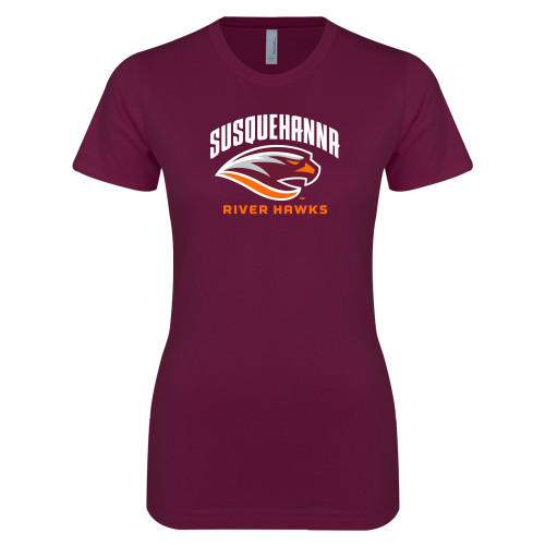  Next Level Womens Maroon Boyfriend Tee - Primary Mark