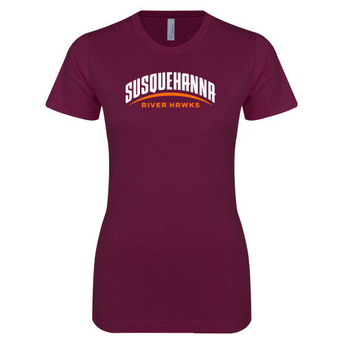  Next Level Womens Maroon Boyfriend Tee - Arched Susquehanna