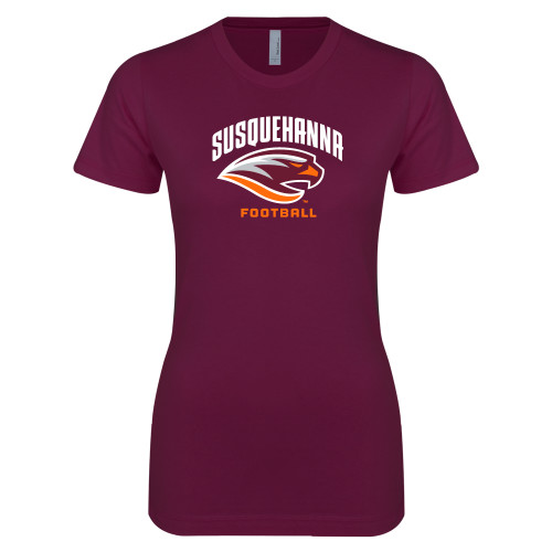  Next Level Womens Maroon Boyfriend Tee - Football