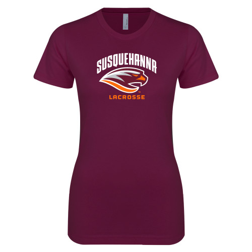  Next Level Womens Maroon Boyfriend Tee - Lacrosse