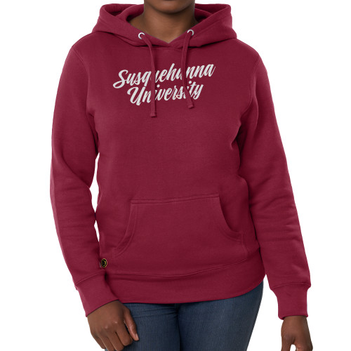  Fall Rush Ladies Maroon Sponge Fleece Hoodie - C White Soft Glitter