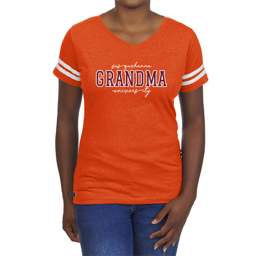  Fall Rush Ladies Orange 60/40 Football Tee - Susquehanna grandma