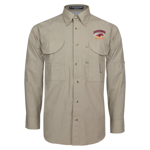  Khaki Fishing Shirt Performance Long Sleeve - Primary Mark