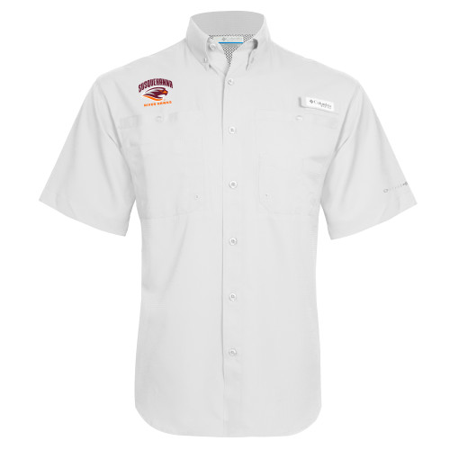  Columbia White Tamiami Performance Short Sleeve Shirt - Primary Mark