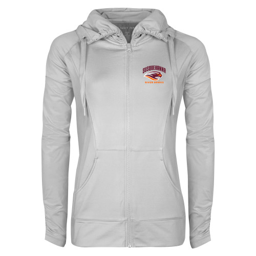  Womens White Sport Wick Stretch Full Zip Jacket - Primary Mark
