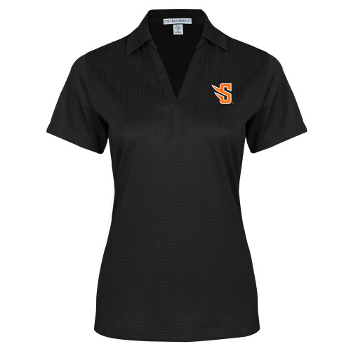  Womens Black Performance Fine Jacquard Polo - S