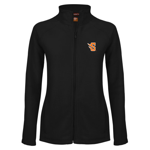  Womens Black Fleece Full Zip Jacket - S