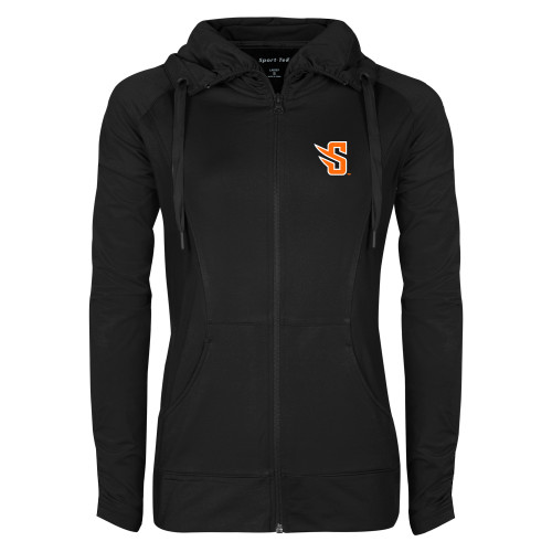  Womens Black Sport Wick Stretch Full Zip Jacket - S
