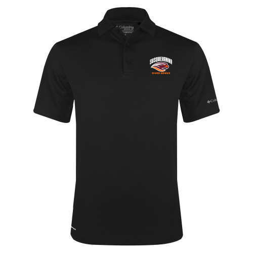  Columbia Black Omni Wick Drive Polo - Primary Mark