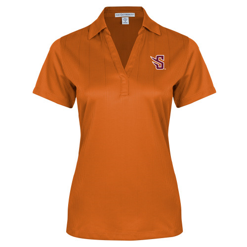  Womens Orange Performance Fine Jacquard Polo - S