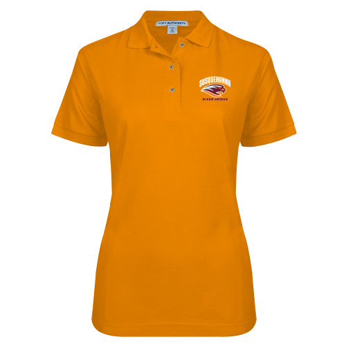  Womens Silk Touch Orange Pique Polo - Primary Mark