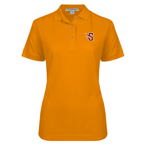  Womens Silk Touch Orange Pique Polo - S