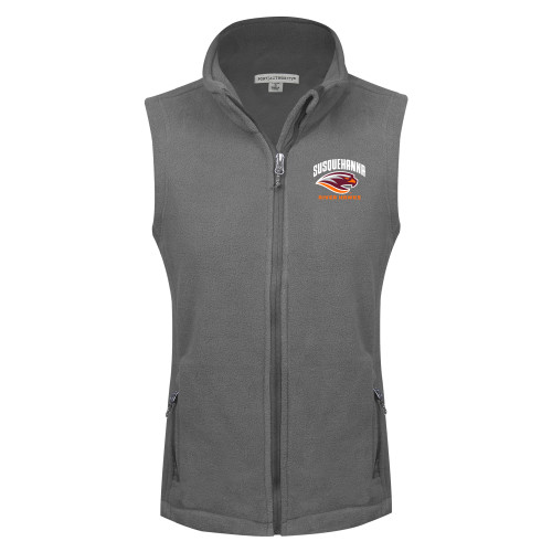  Womens Charcoal Fleece Full Zip Vest - Primary Mark
