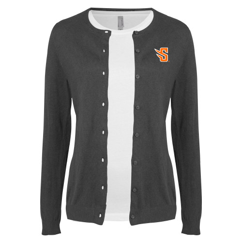  Womens Charcoal Cardigan Sweater - S