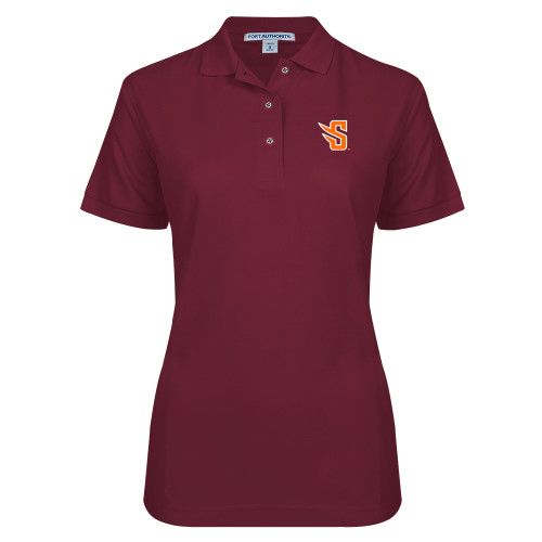  Womens Silk Touch Maroon Pique Polo - S