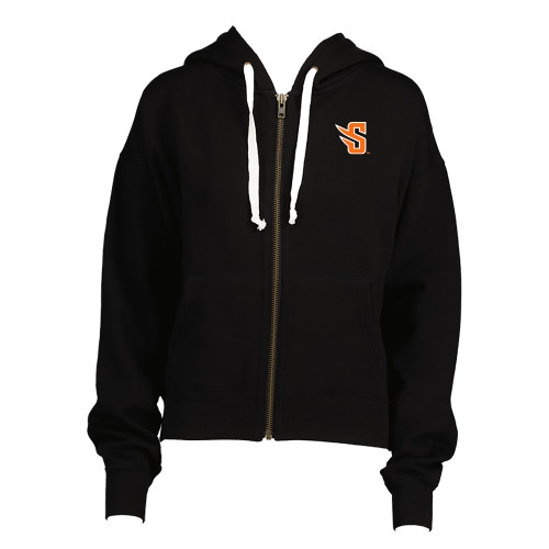  ENZA Womens Black Boxy Full Zip Hood - S