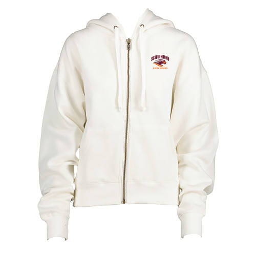  ENZA Womens White Boxy Full Zip Hood - Primary Mark