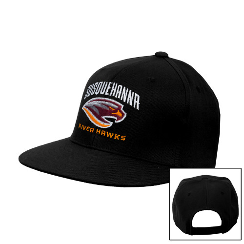 Susquehanna Black Flat Bill Snapback Hat