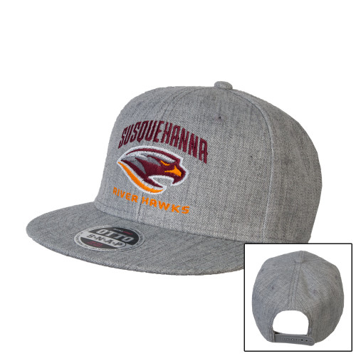  Heather Grey Wool Blend Flat Bill Snapback Hat - Primary Mark