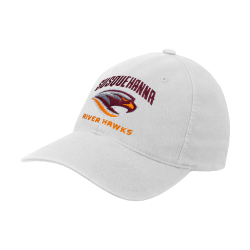  White Flexfit Structured Low Profile Hat - Primary Mark
