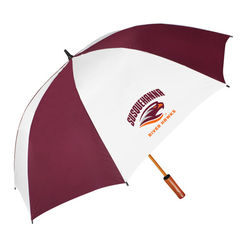  64 Inch Maroon/White Umbrella - Primary Mark