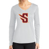 Thumbnail image for  Womens White Performance Long Sleeve V Neck Shirt