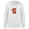 Thumbnail image for  ENZA Womens White V Notch Raw Edge Fleece Hoodie